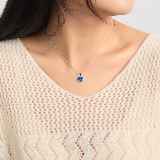 Lapis Gemstone Heart Necklace with Quote Card - Philip Jones Jewellery
