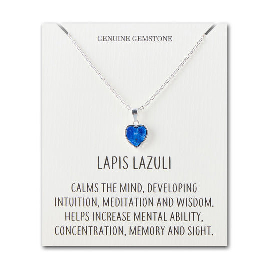 Lapis Gemstone Heart Necklace with Quote Card - Philip Jones Jewellery