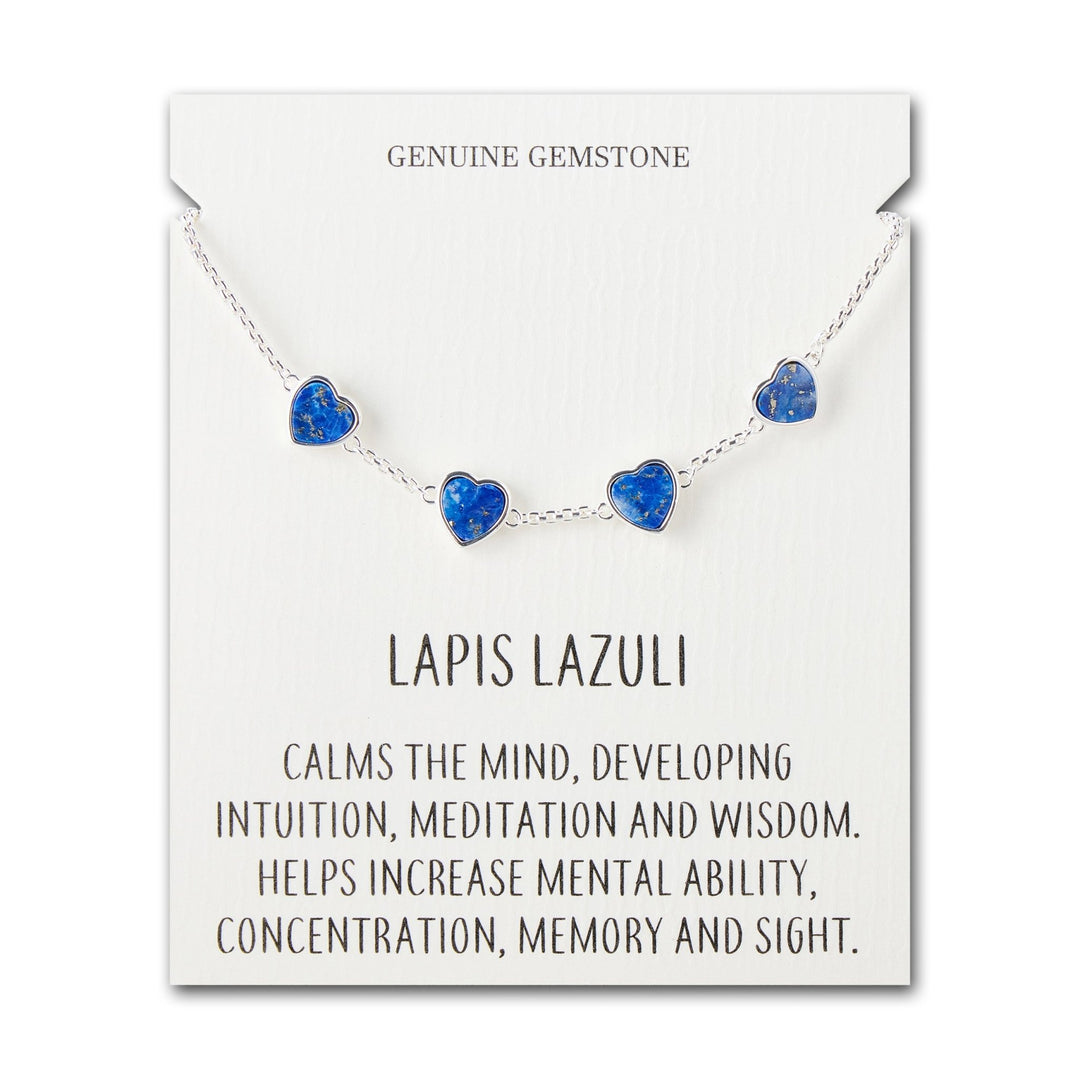 Lapis Gemstone Multi Heart Friendship Bracelet with Quote Card - Philip Jones Jewellery