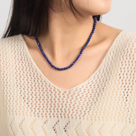 Lapis Mini Beaded Gemstone Necklace - Philip Jones Jewellery