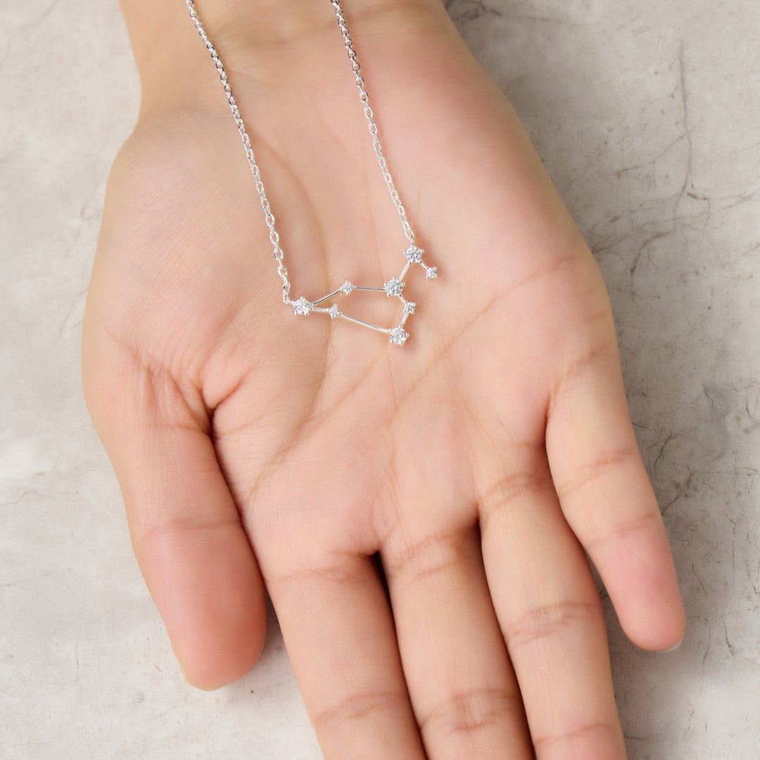 Leo Star Sign Zodiac Constellation Necklace and Quote Card with Zircondia® Crystals - Philip Jones Jewellery