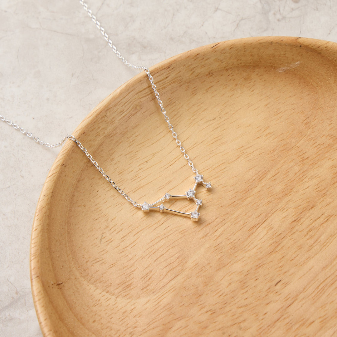 Leo Star Sign Zodiac Constellation Necklace with Zircondia® Crystals - Philip Jones Jewellery