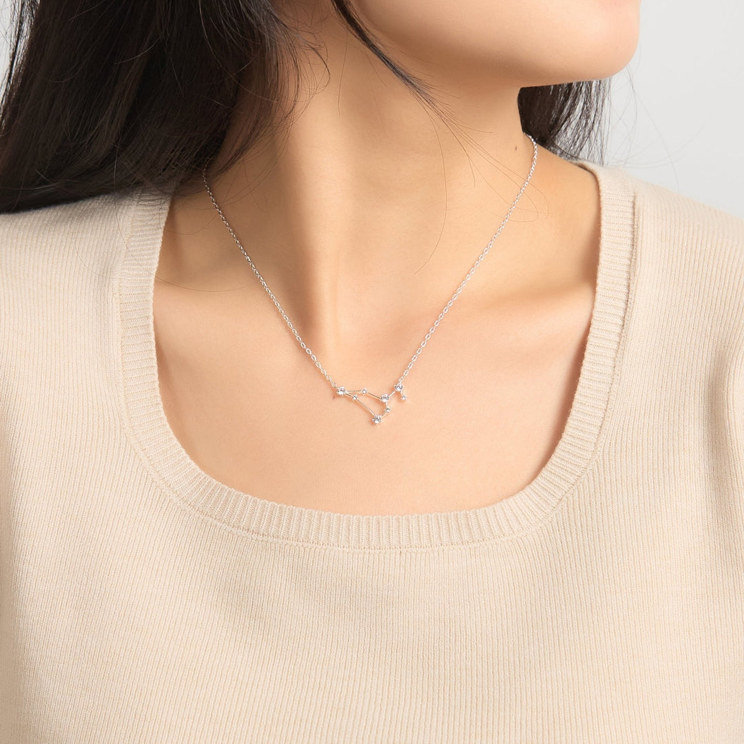 Leo Star Sign Zodiac Constellation Necklace with Zircondia® Crystals - Philip Jones Jewellery