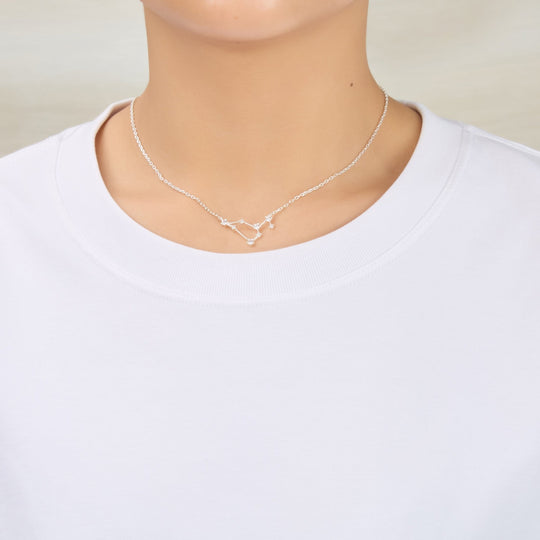 Leo Star Sign Zodiac Constellation Necklace with Zircondia® Crystals - Philip Jones Jewellery
