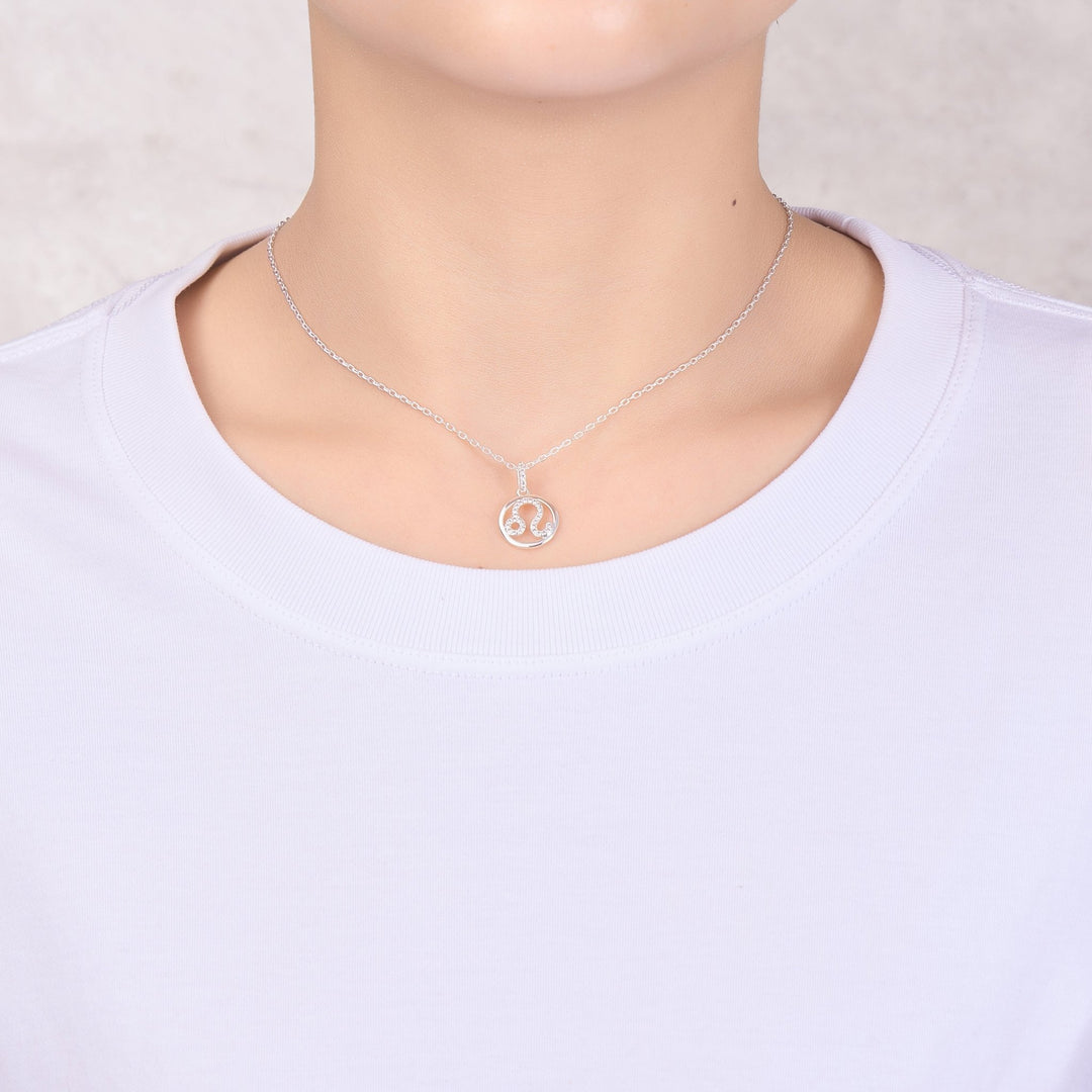 Leo Star Sign Zodiac Necklace with Zircondia® Crystals - Philip Jones Jewellery