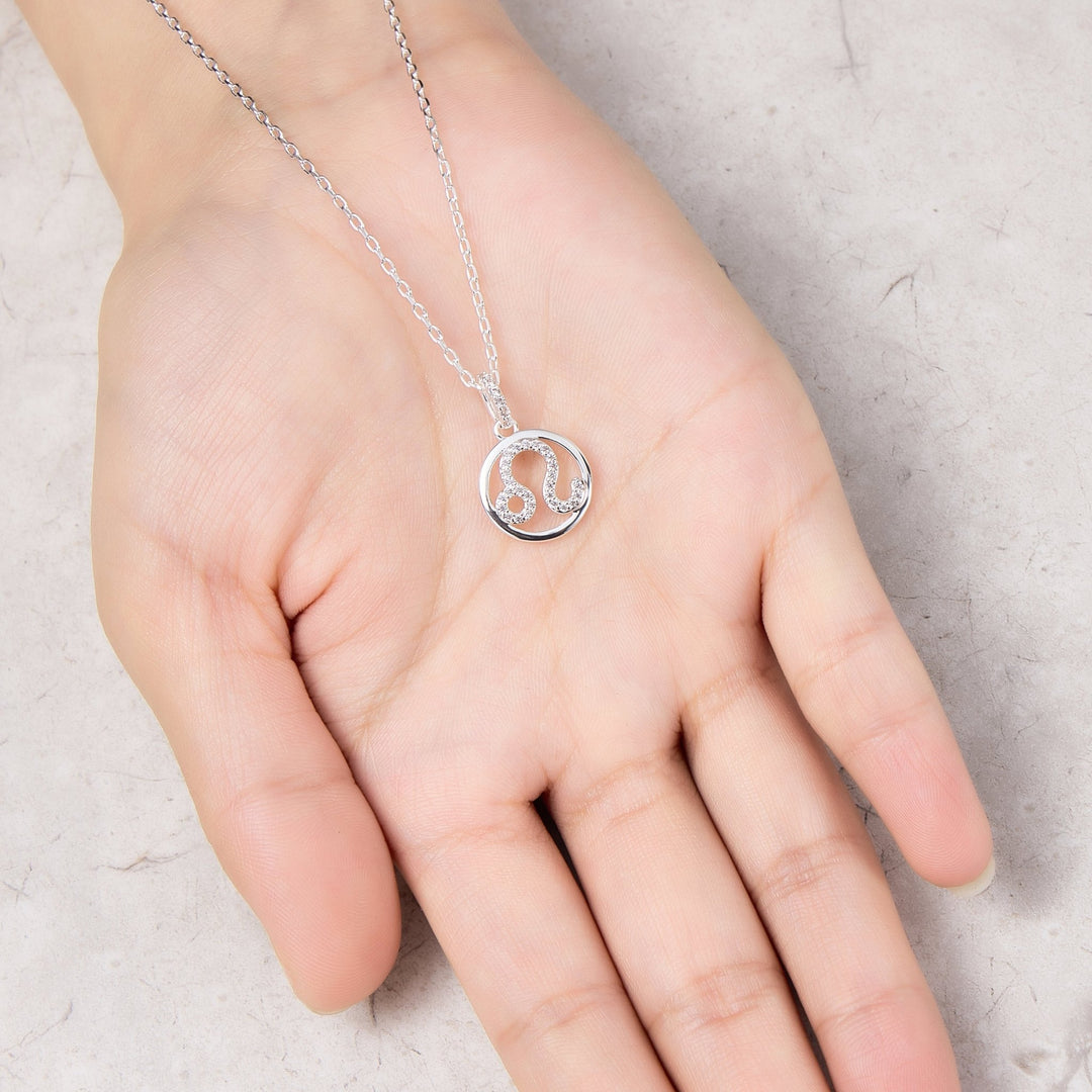 Leo Star Sign Zodiac Necklace with Zircondia® Crystals - Philip Jones Jewellery