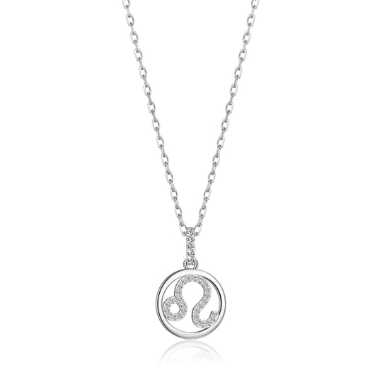 Leo Star Sign Zodiac Necklace with Zircondia® Crystals - Philip Jones Jewellery