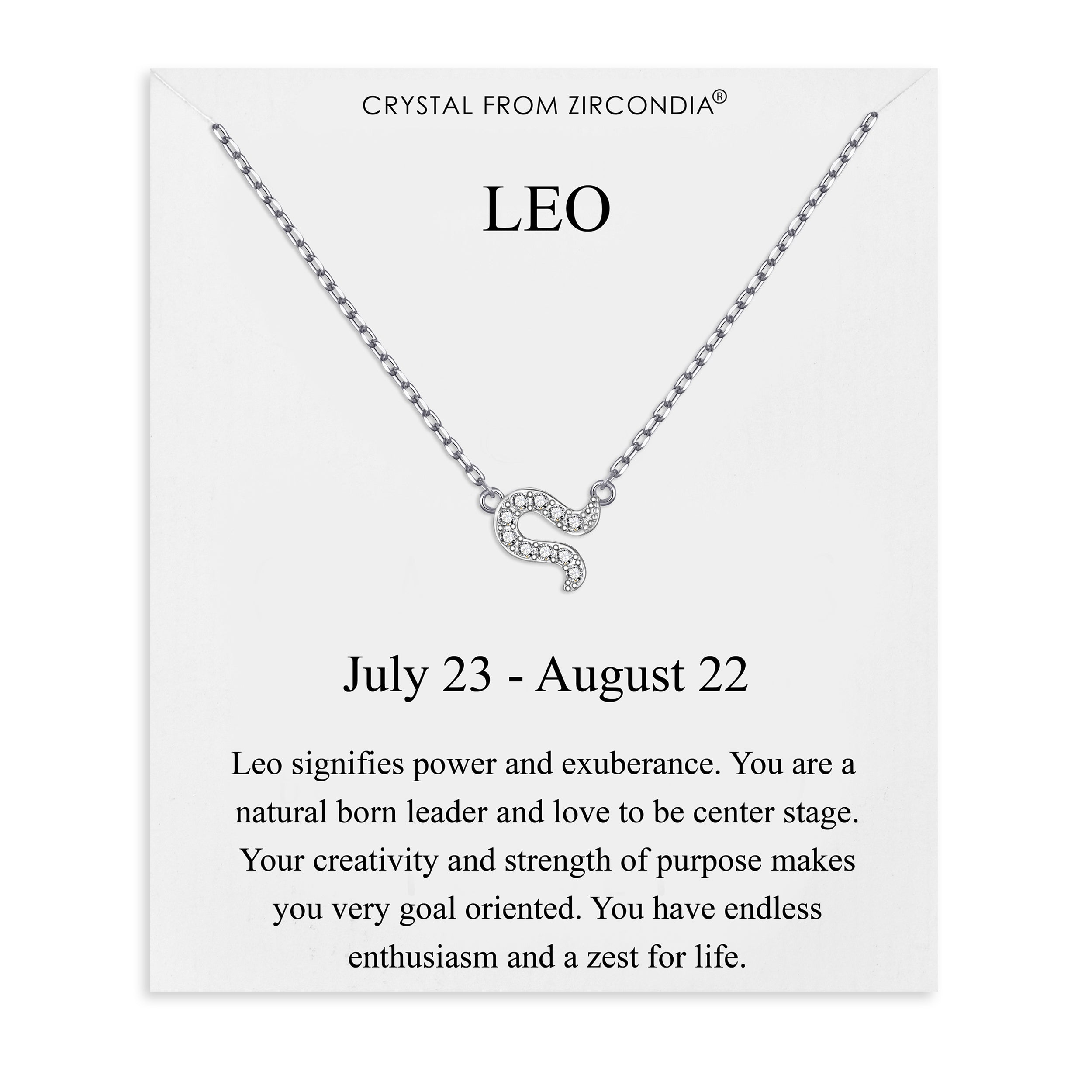 Leo Zodiac Star Sign Necklace Created with Zircondia® Crystals