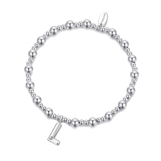 Letter L Initial Stretch Bracelet Created with Zircondia® Crystals - Philip Jones Jewellery