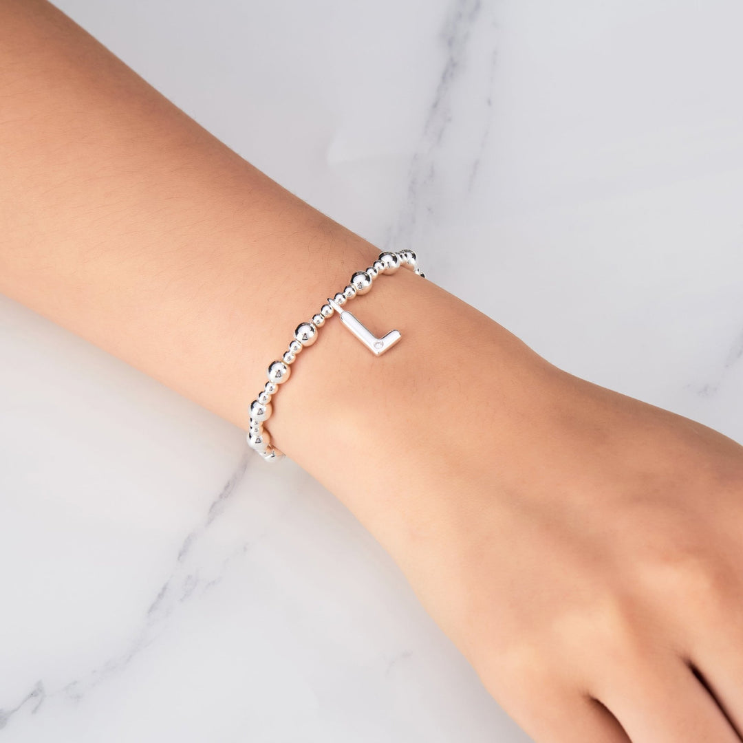Letter L Initial Stretch Bracelet Created with Zircondia® Crystals - Philip Jones Jewellery