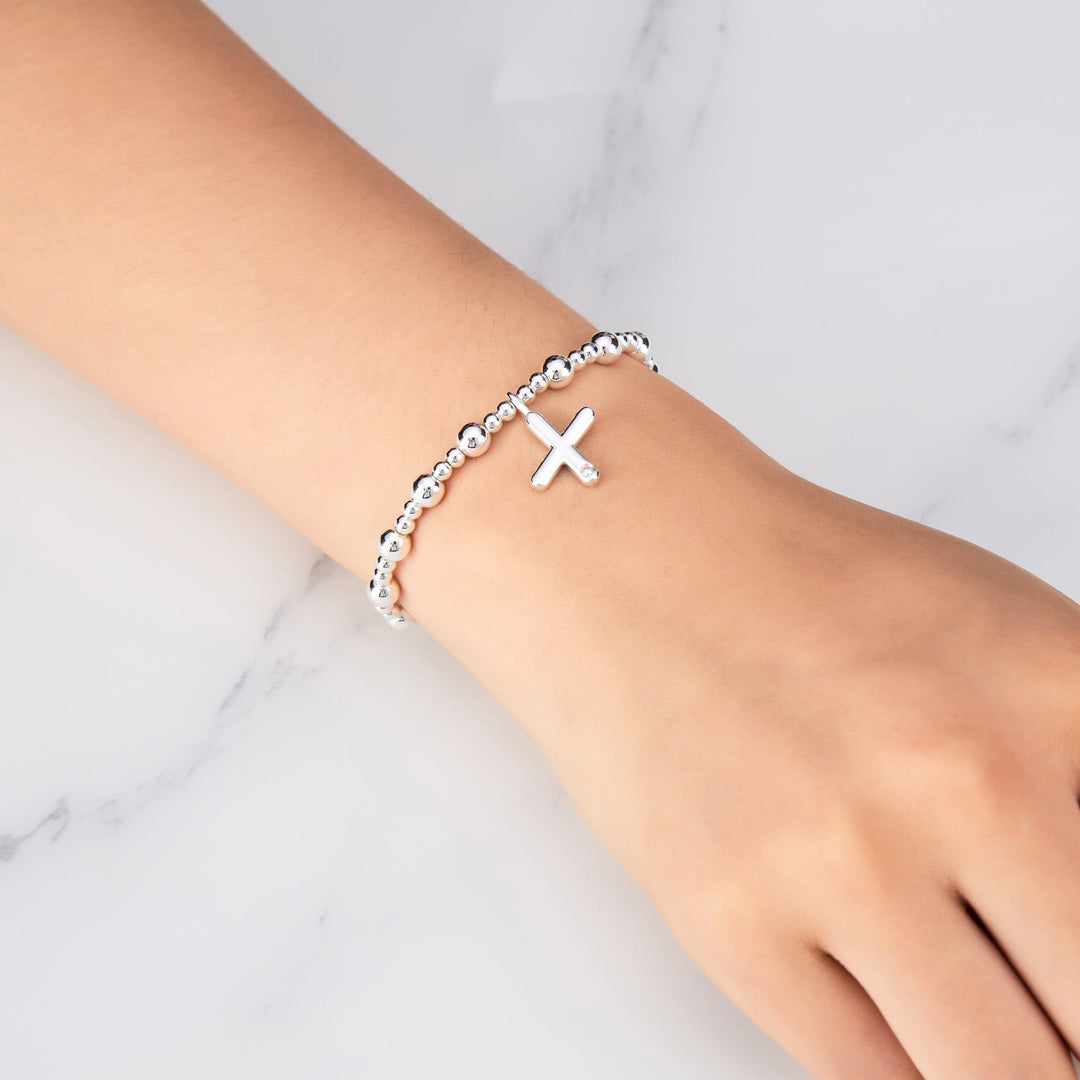 Letter X Initial Stretch Bracelet Created with Zircondia® Crystals - Philip Jones Jewellery
