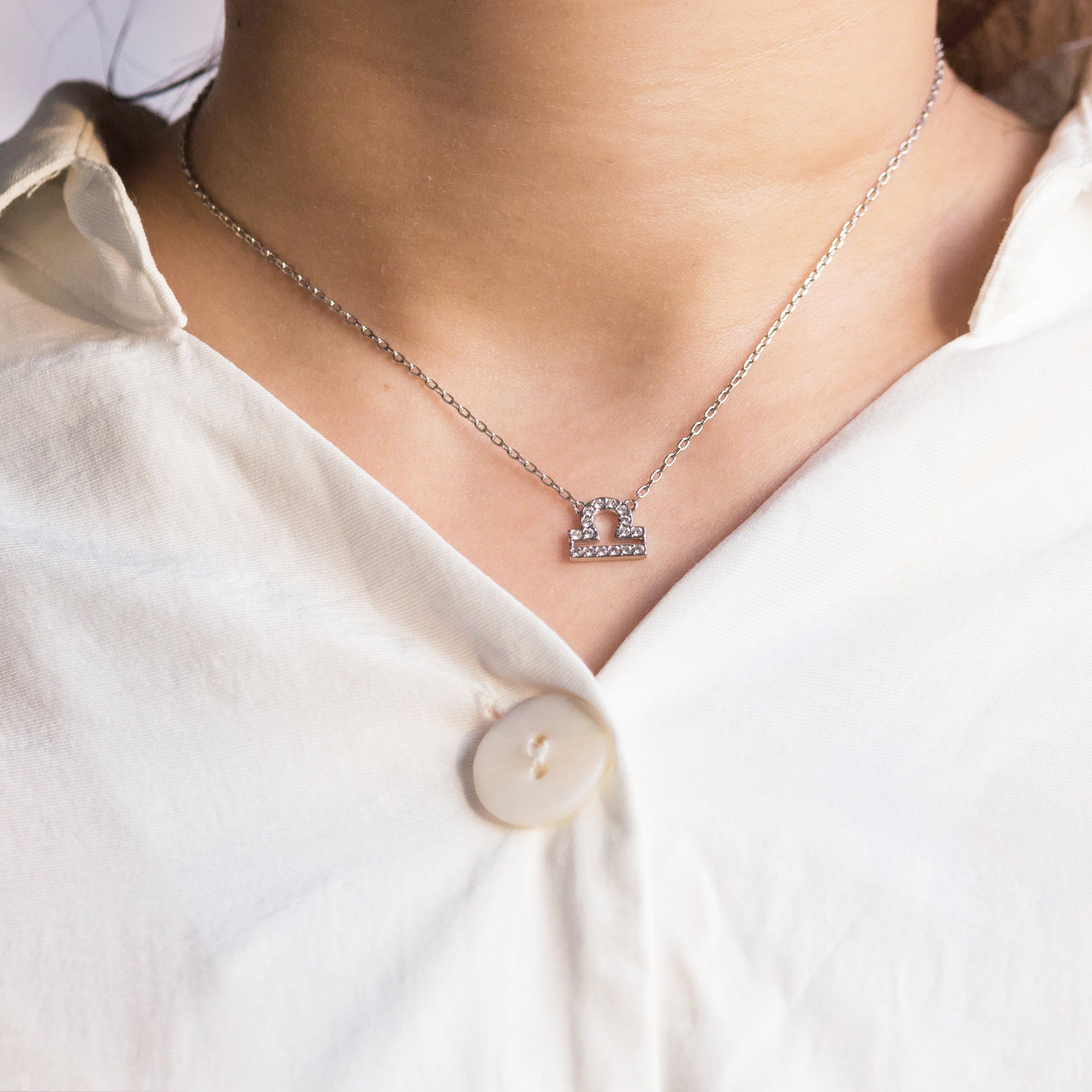 Libra Zodiac Star Sign Necklace Created with Zircondia® Crystals