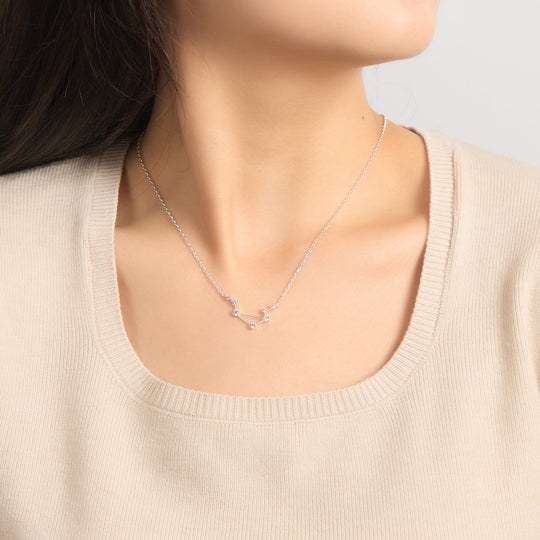 Libra Star Sign Zodiac Constellation Necklace with Zircondia® Crystals - Philip Jones Jewellery