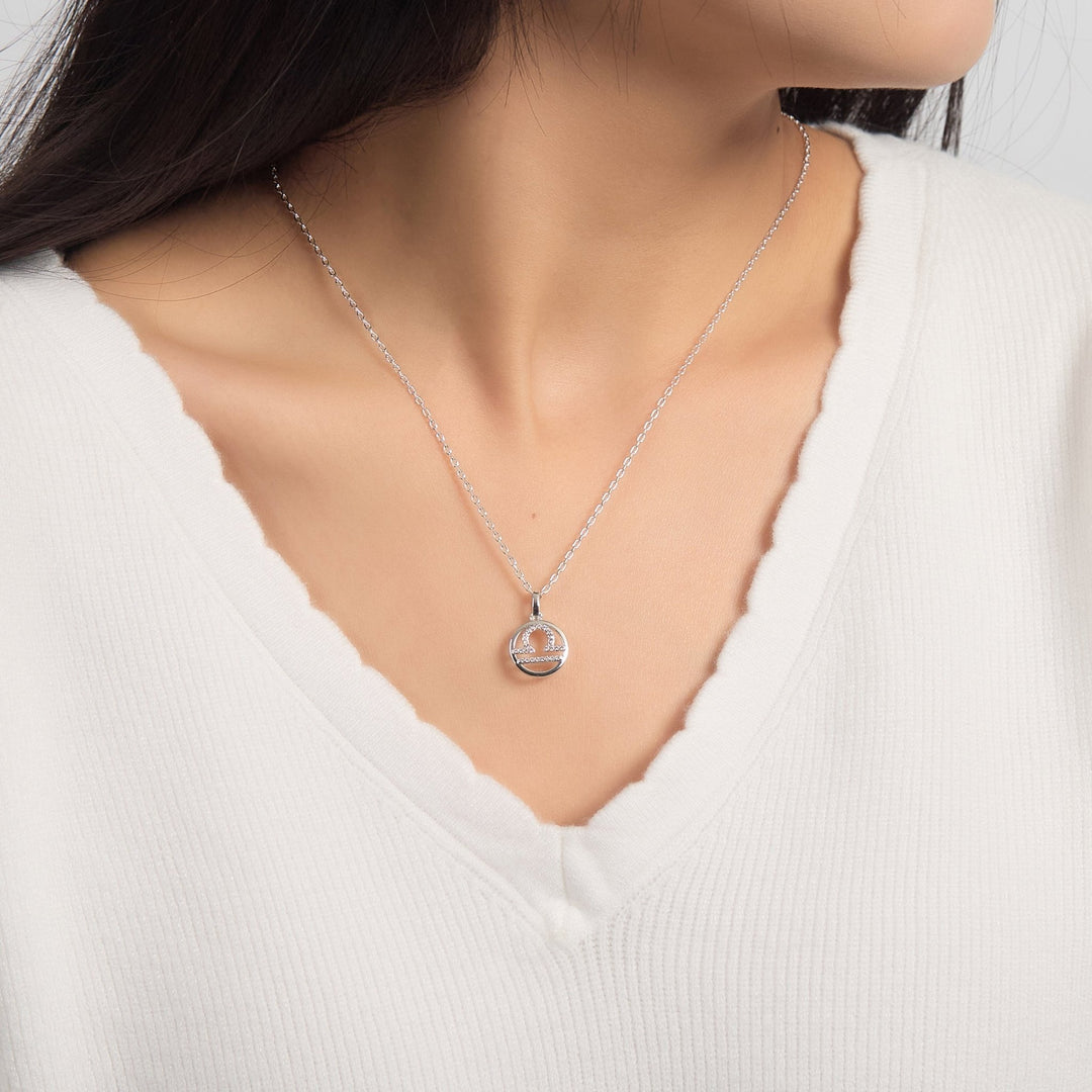 Libra Star Sign Zodiac Necklace and Quote Card with Zircondia® Crystals - Philip Jones Jewellery