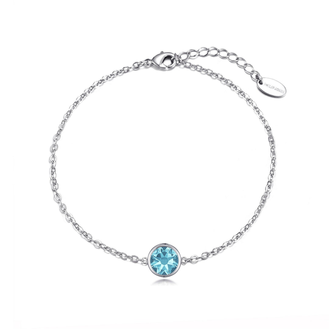 Light Blue Crystal Anklet Created with Zircondia® Crystals - Philip Jones Jewellery