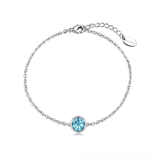 Light Blue Crystal Anklet Created with Zircondia® Crystals - Philip Jones Jewellery