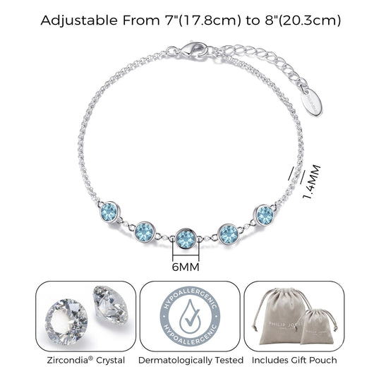 Light Blue Crystal Chain Bracelet Created with Zircondia® Crystals - Philip Jones Jewellery