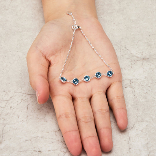 Light Blue Crystal Chain Bracelet Created with Zircondia® Crystals - Philip Jones Jewellery