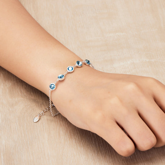 Light Blue Crystal Chain Bracelet Created with Zircondia® Crystals - Philip Jones Jewellery