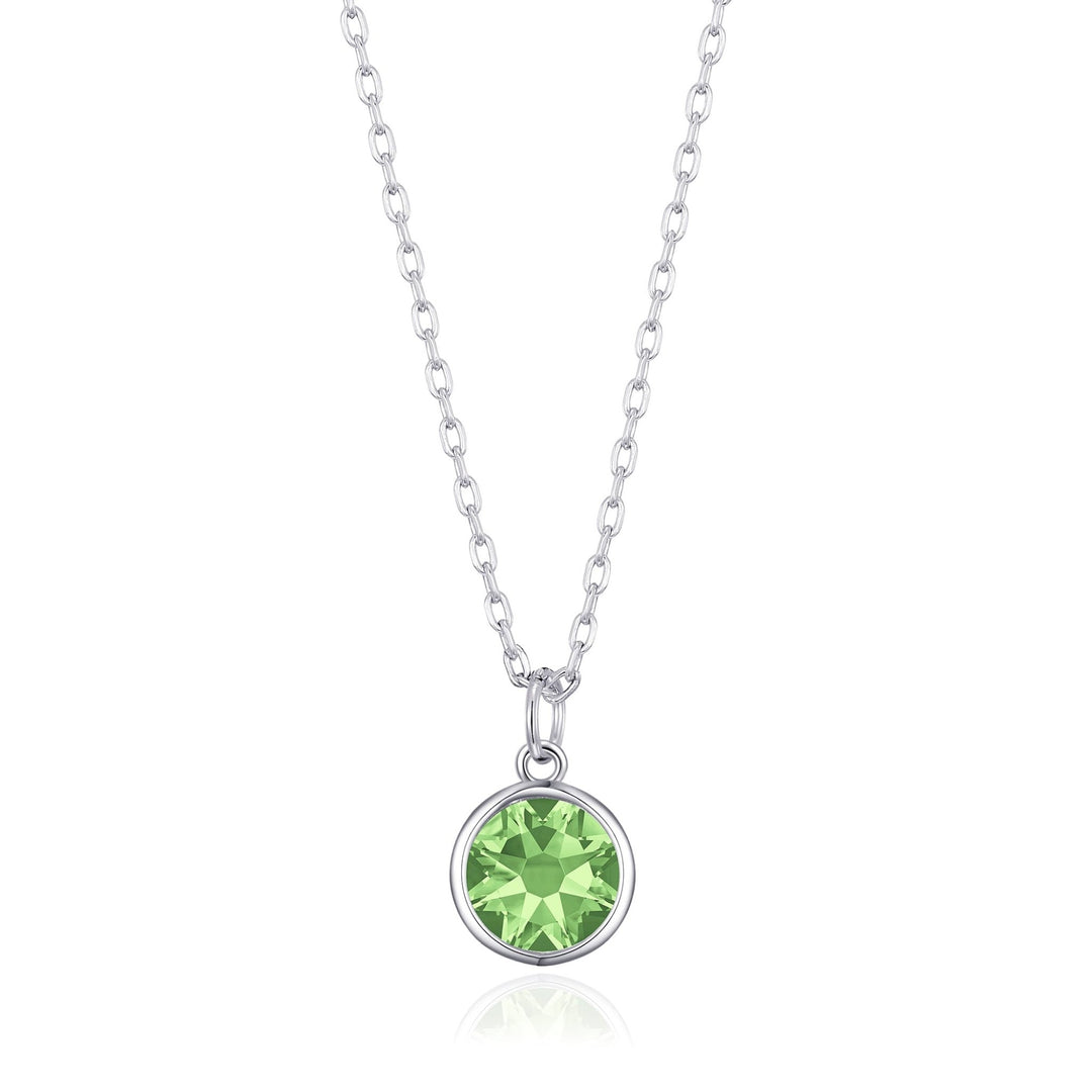 Light Green Crystal Necklace Created with Zircondia® Crystals - Philip Jones Jewellery