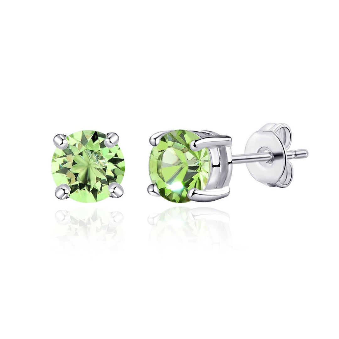Light Green Stud Earrings Created with Zircondia® Crystals - Philip Jones Jewellery