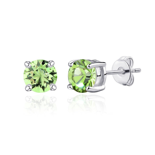 Light Green Stud Earrings Created with Zircondia® Crystals - Philip Jones Jewellery