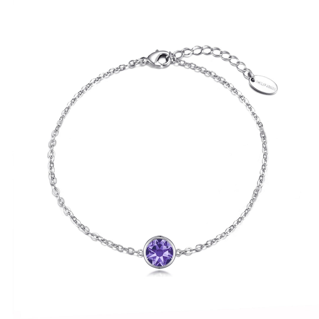 Light Purple Crystal Anklet Created with Zircondia® Crystals - Philip Jones Jewellery