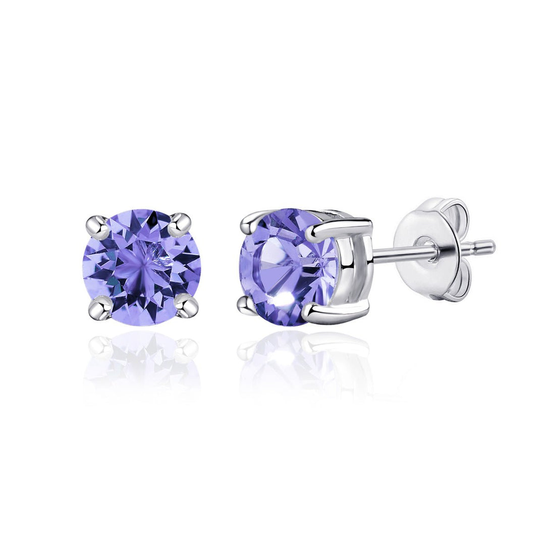 Light Purple Stud Earrings Created with Zircondia® Crystals - Philip Jones Jewellery