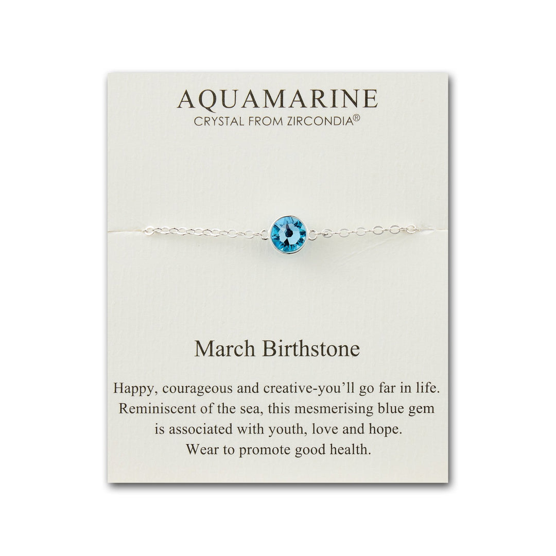March (Aquamarine) Birthstone Anklet Created with Zircondia® Crystals - Philip Jones Jewellery