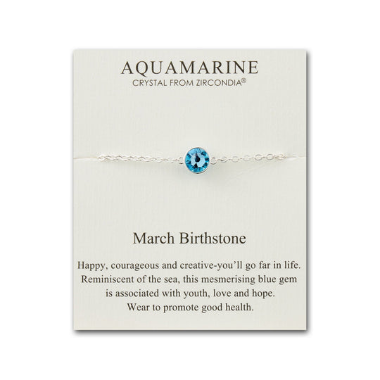 March (Aquamarine) Birthstone Anklet Created with Zircondia® Crystals - Philip Jones Jewellery