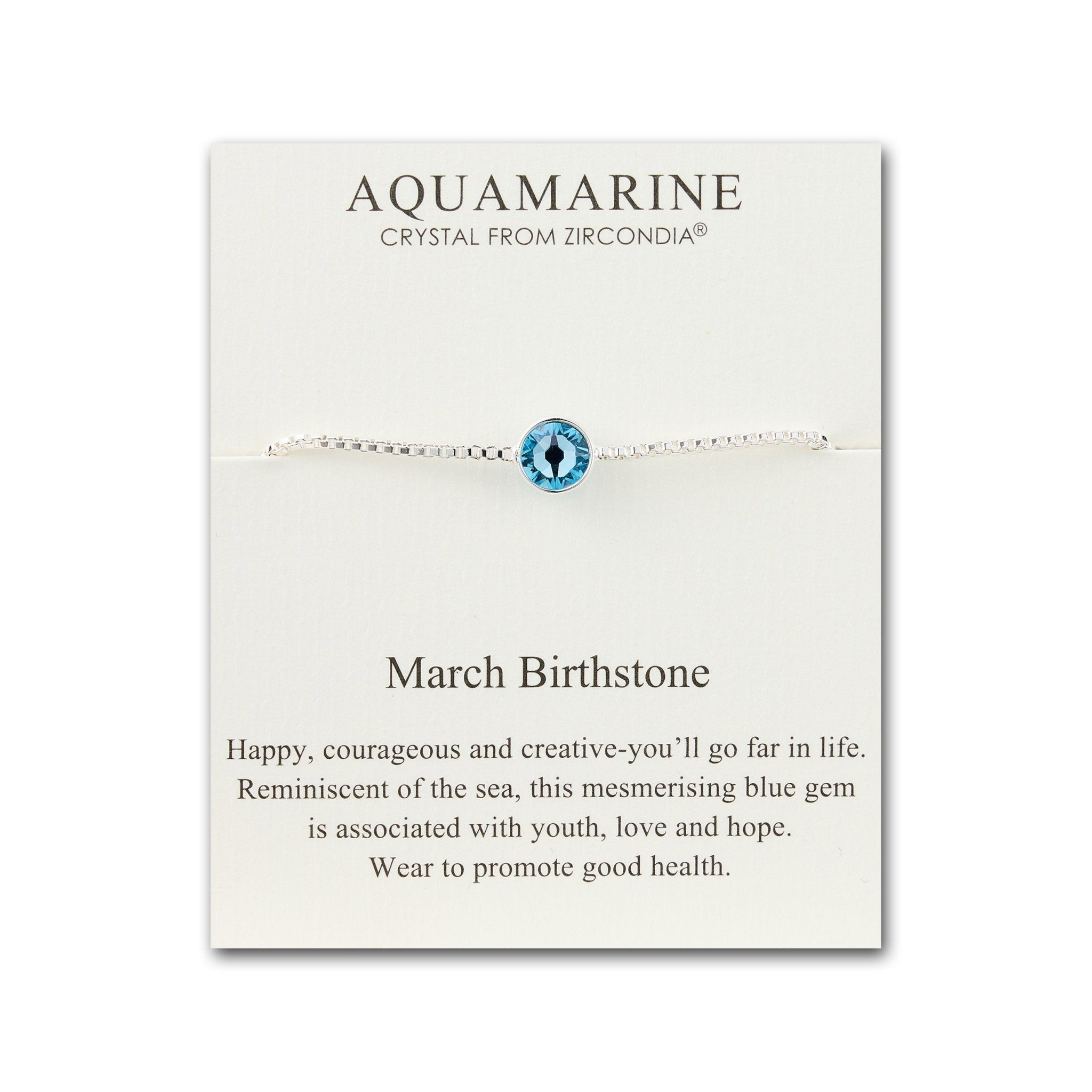 March (Aquamarine) Birthstone Bracelet Created with Zircondia® Crystals - Philip Jones Jewellery