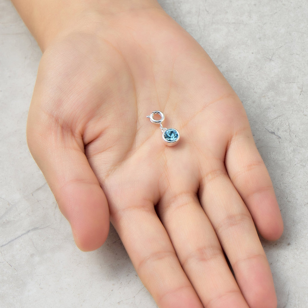 March (Aquamarine) Birthstone Charm Created with Zircondia® Crystals - Philip Jones Jewellery