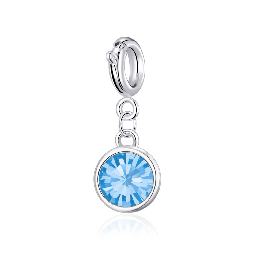 March (Aquamarine) Birthstone Charm Created with Zircondia® Crystals - Philip Jones Jewellery