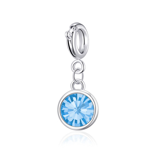 March (Aquamarine) Birthstone Charm Created with Zircondia® Crystals - Philip Jones Jewellery