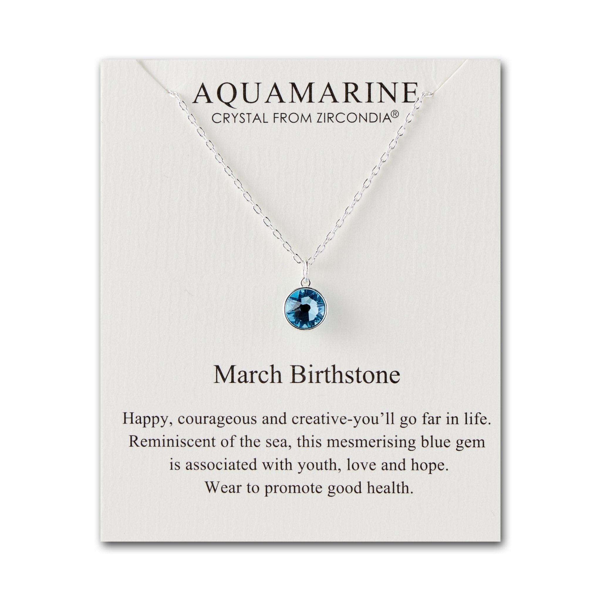 March (Aquamarine) Birthstone Necklace Created with Zircondia® Crystals - Philip Jones Jewellery