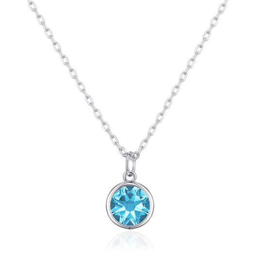 March (Aquamarine) Birthstone Necklace Created with Zircondia® Crystals - Philip Jones Jewellery
