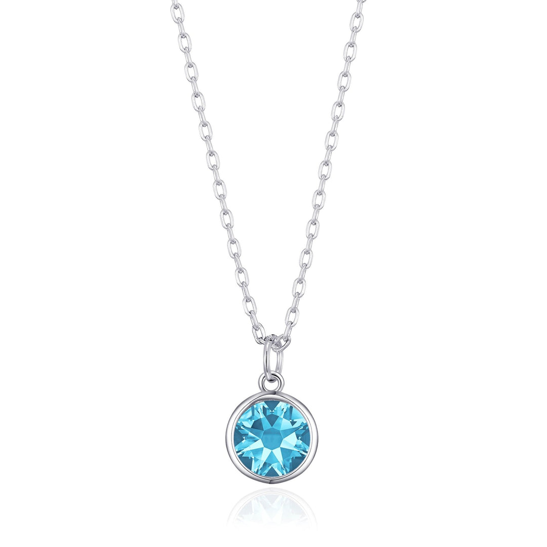 March (Aquamarine) Birthstone Necklace Created with Zircondia® Crystals - Philip Jones Jewellery
