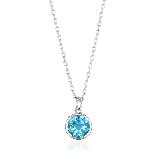 March (Aquamarine) Birthstone Necklace Created with Zircondia® Crystals - Philip Jones Jewellery
