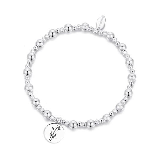 March Birth Flower Daffodil Beaded Stretch Bracelet