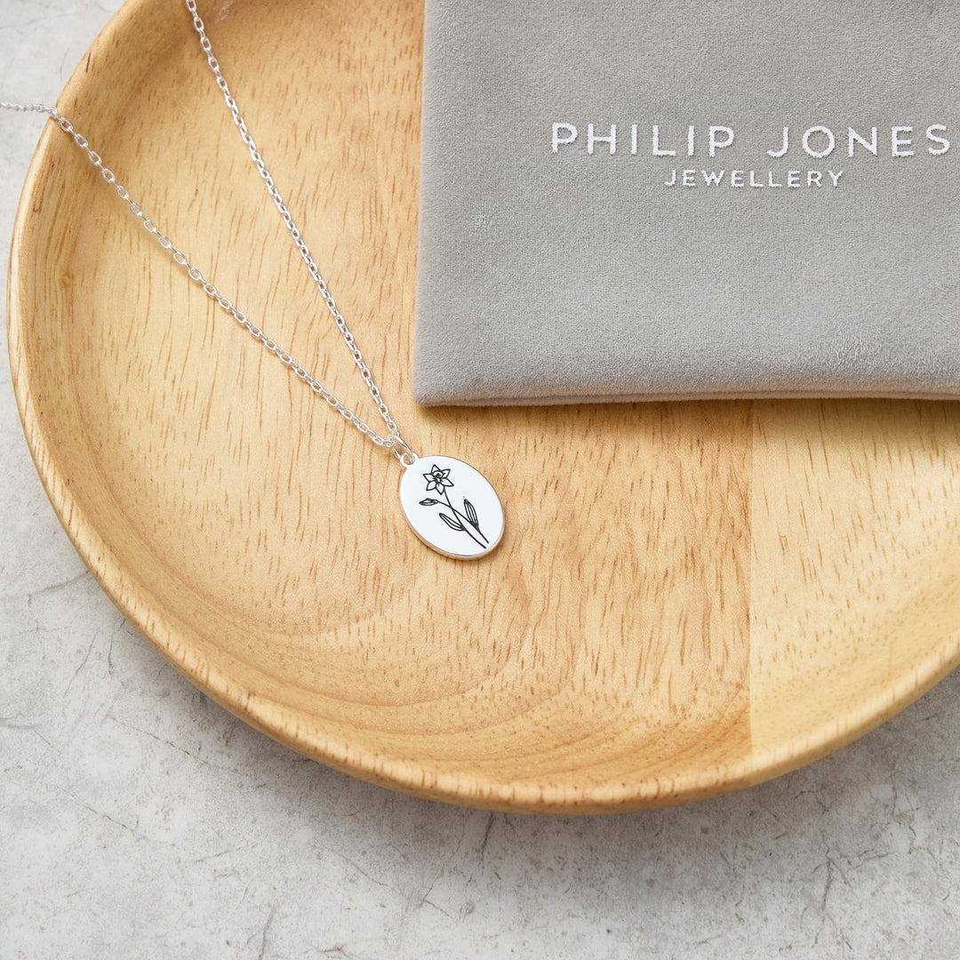 March Birth Flower Daffodil Necklace - Philip Jones Jewellery