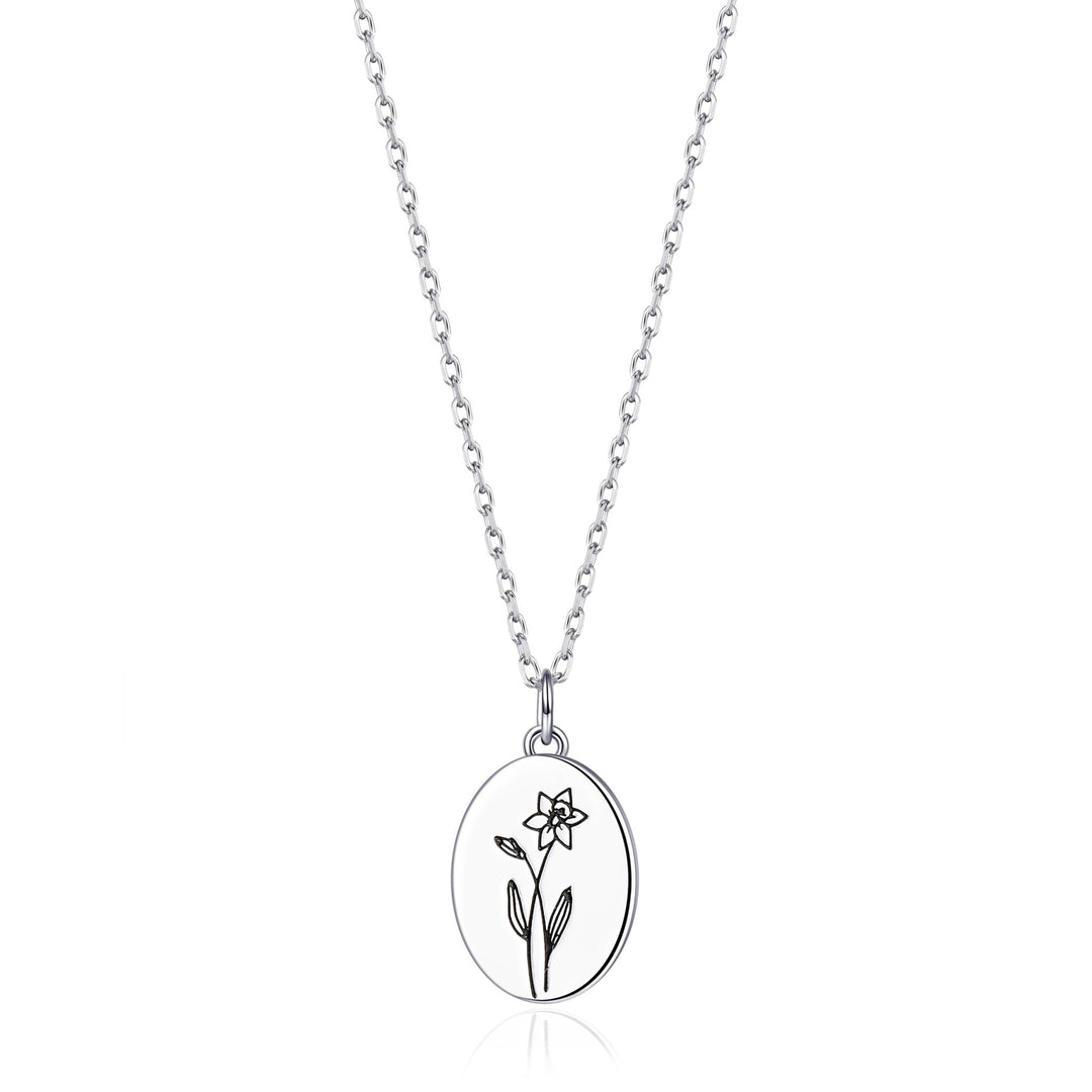 March Birth Flower Daffodil Necklace with Card - Philip Jones Jewellery