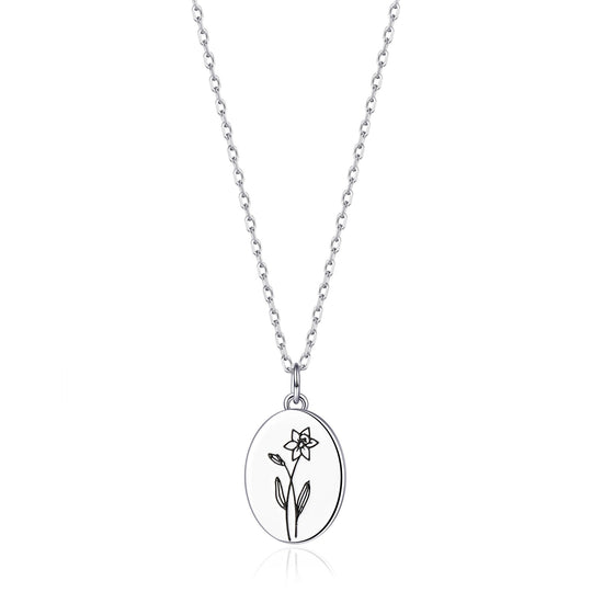 March Birth Flower Daffodil Necklace with Card - Philip Jones Jewellery
