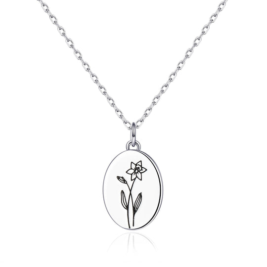 March Birth Flower Daffodil Necklace with Card - Philip Jones Jewellery