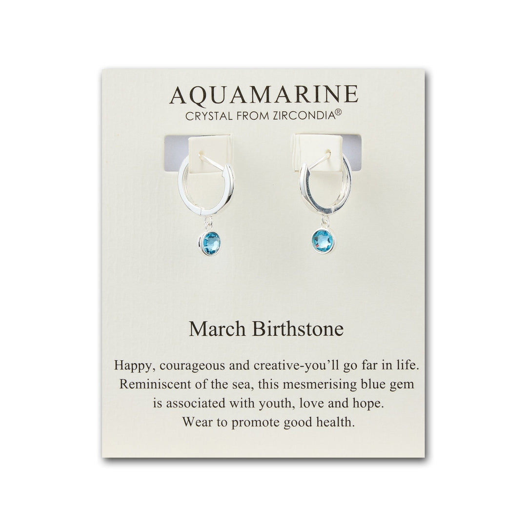 March Birthstone Hoop Earrings Created with Aquamarine Zircondia® Crystals - Philip Jones Jewellery