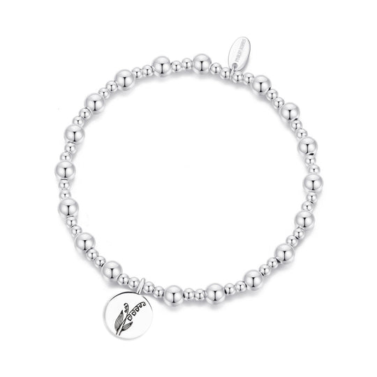 May Birth Flower Lily of the Valley Beaded Stretch Bracelet
