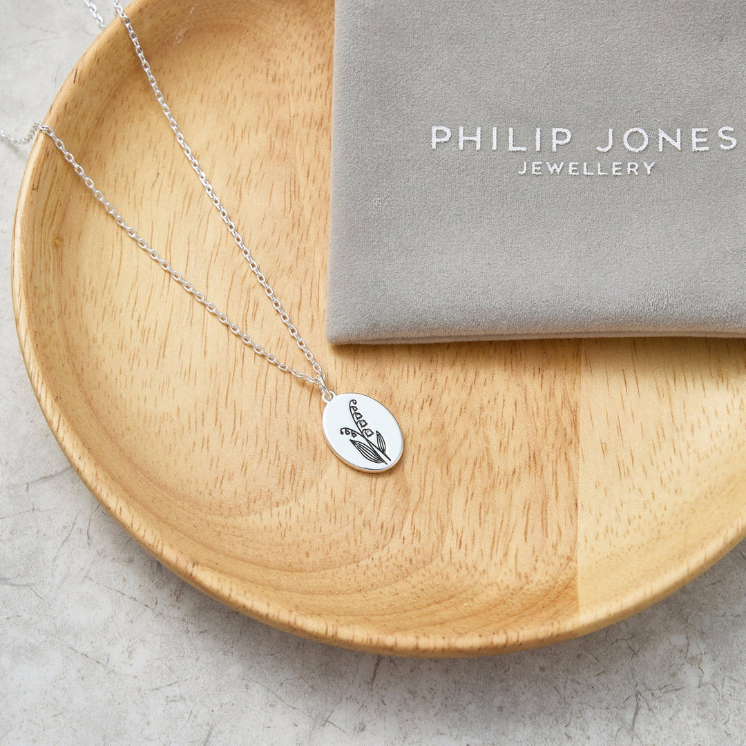 May Birth Flower Lily of the Valley Necklace - Philip Jones Jewellery