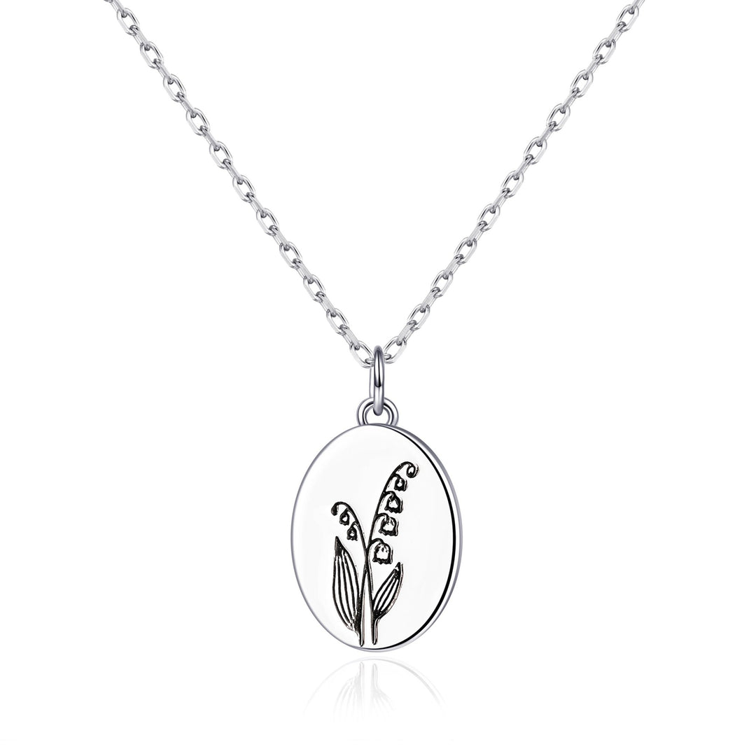 May Birth Flower Lily of the Valley Necklace with Card - Philip Jones Jewellery