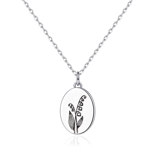 May Birth Flower Lily of the Valley Necklace with Card - Philip Jones Jewellery