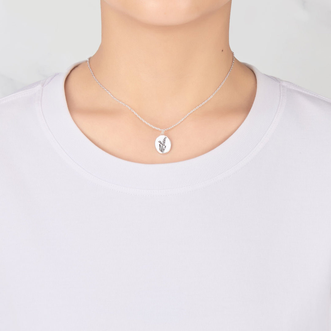 May Birth Flower Lily of the Valley Necklace with Card - Philip Jones Jewellery