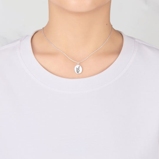May Birth Flower Lily of the Valley Necklace with Card - Philip Jones Jewellery
